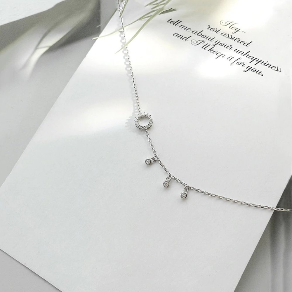 *NEW 925 Sterling Silver Diamond Circle Anklet A - Picture 3 of 11